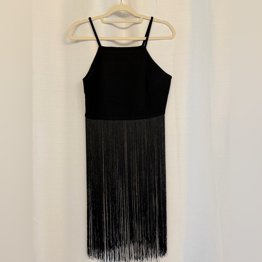 dolan Black Fringe Tank Top Sleeveless Festival Party Small NWT/Tank Not A Dress